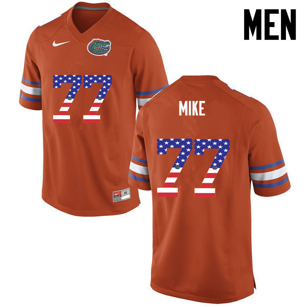 Men Florida Gators #77 Andrew Mike College Football USA Flag Fashion Jerseys-Orange - Click Image to Close